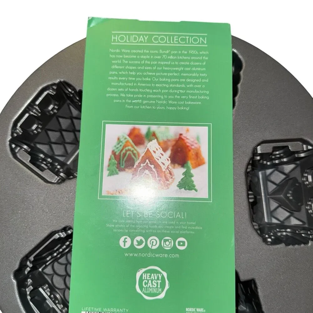 Nordic Ware Cozy Village Baking Pan‎ - Cast Iron Aluminum Brand New 6 Cups New